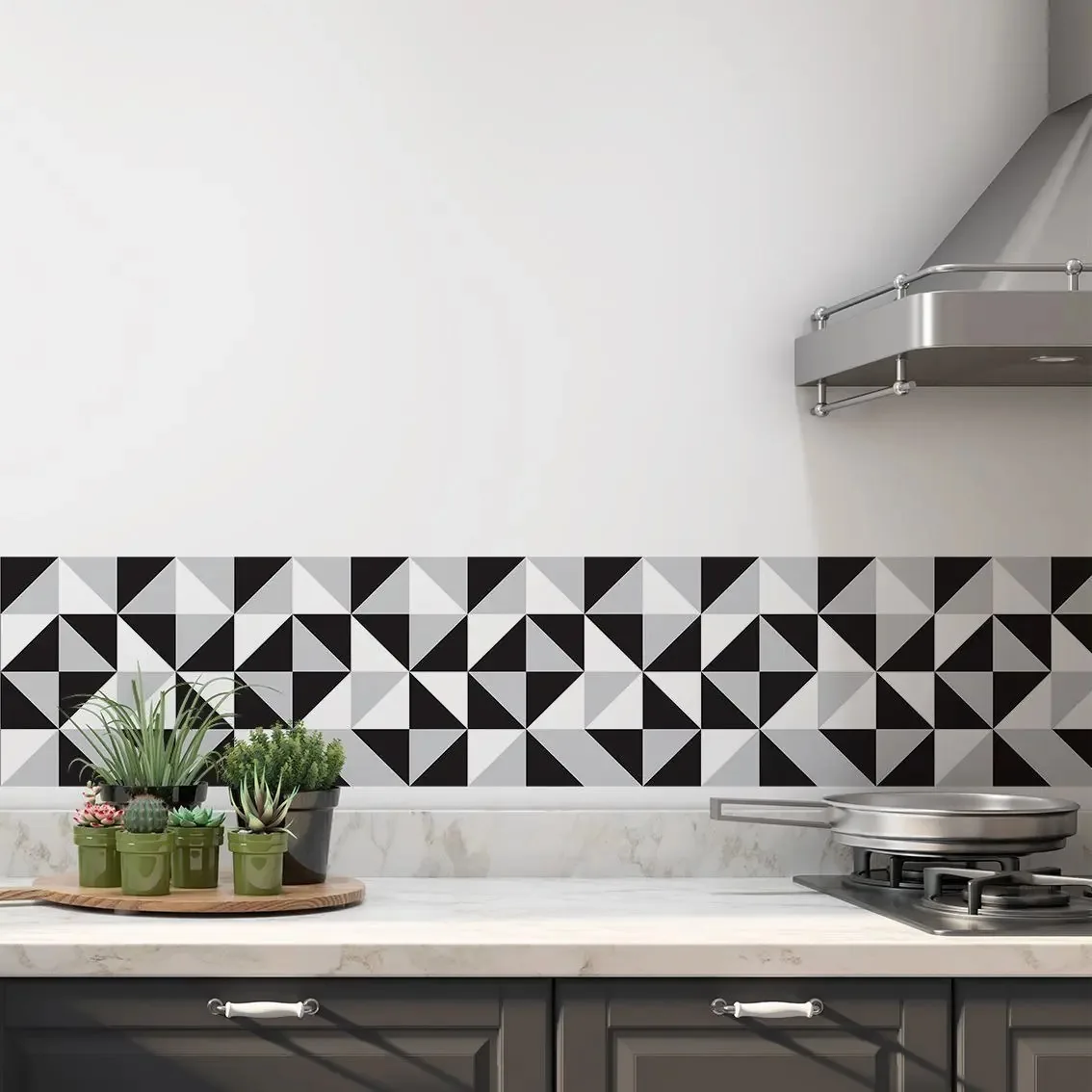 Faixa Adesivo Azulejos Cinza Preto E Branco Cozinha Lavável Preto Cinza