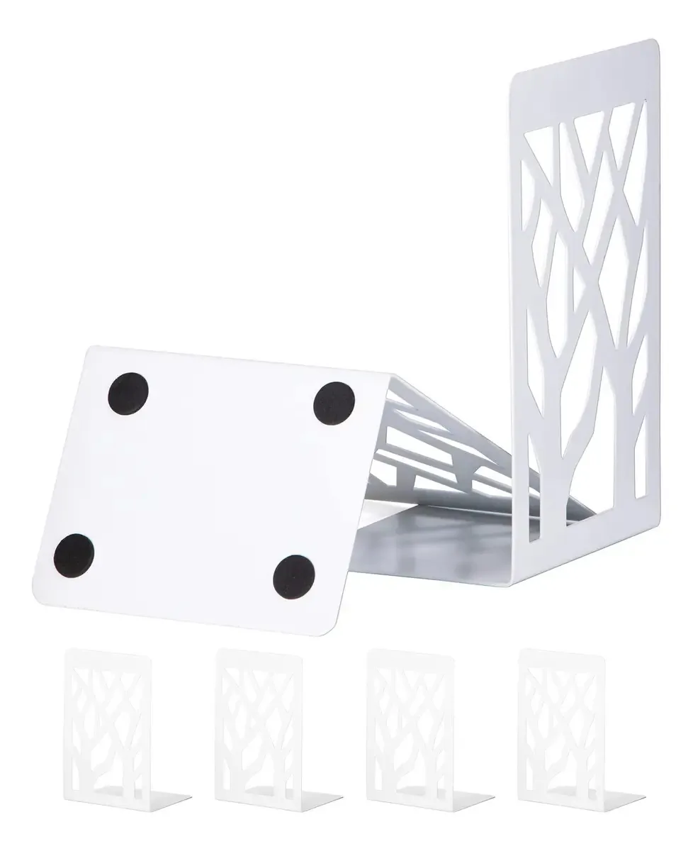 Suportes para livros de metal branco para decoração de casa