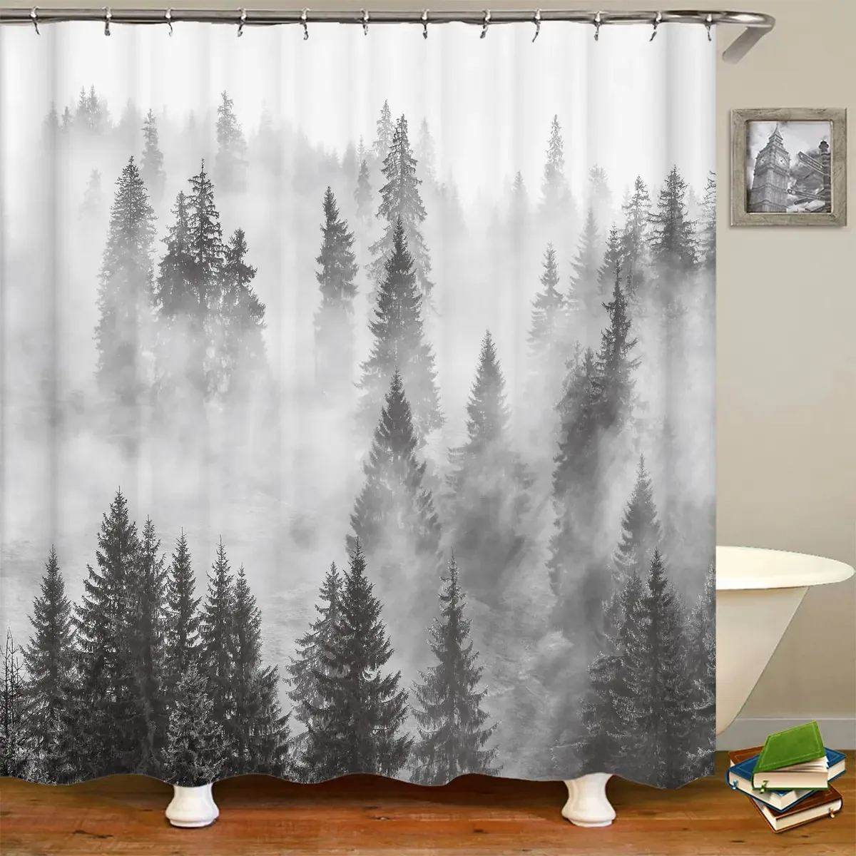 Cortinas de chuveiro Hipposama Forest, conjunto de cortinas