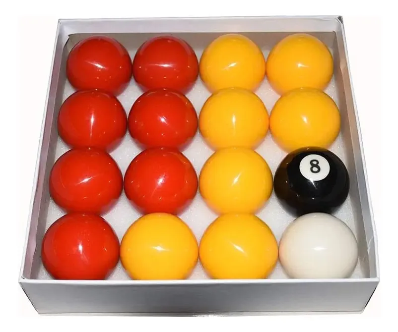 Conjunto de bolas de bilhar vermelhas e amarelas, 2-1/4