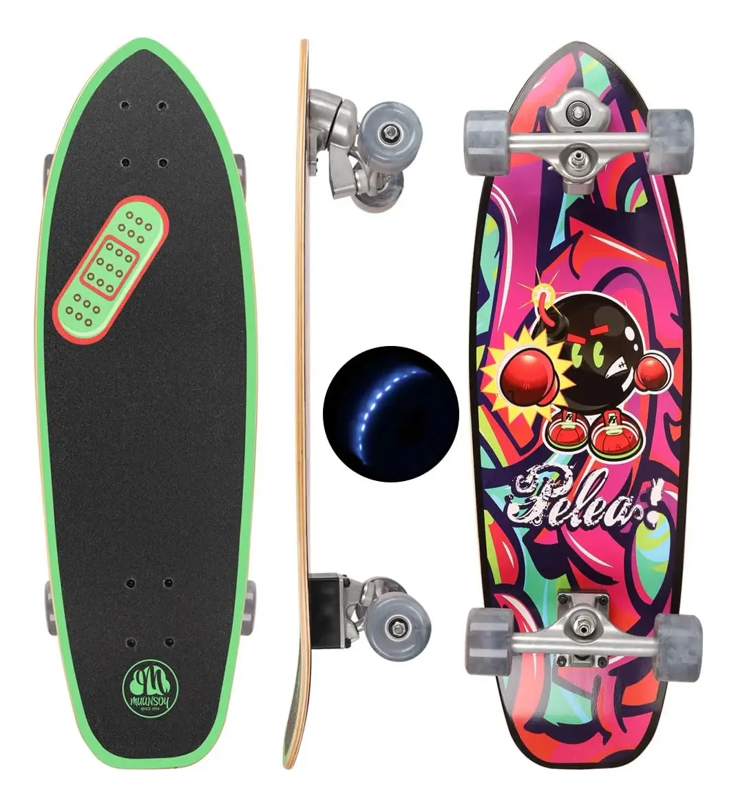 Surfskate Cruiser Skate Completo 78x24cm Rodas Led