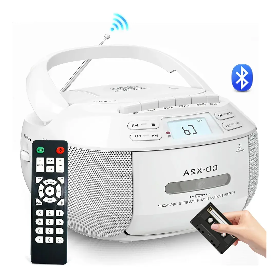 Radio Cd Player Bluetooth Portátil Cassette Boombox C/remoto