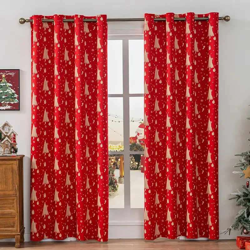 Cortinas opacas com isolamento térmico Nanwei, cortinas de sala de estar, peças acústicas e antirruído de 280 x 215 cm, proteção solar e cortina antiluz para atmosfera de decoração de Natal