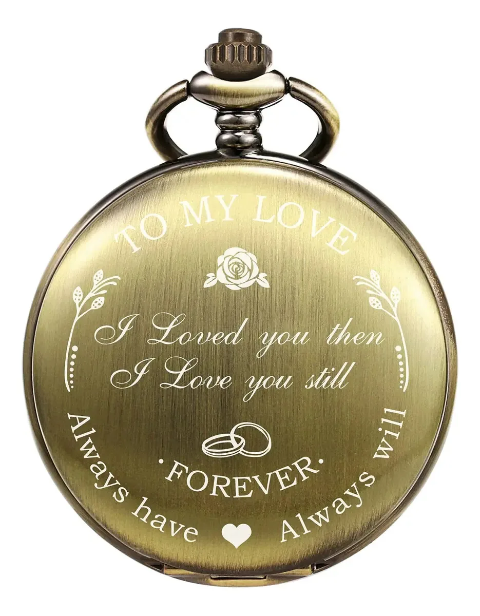 Relógio de bolso gravado personalizado com corrente