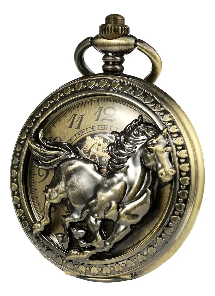 Relógio mecânico de bolso em bronze Ews 3D Horse