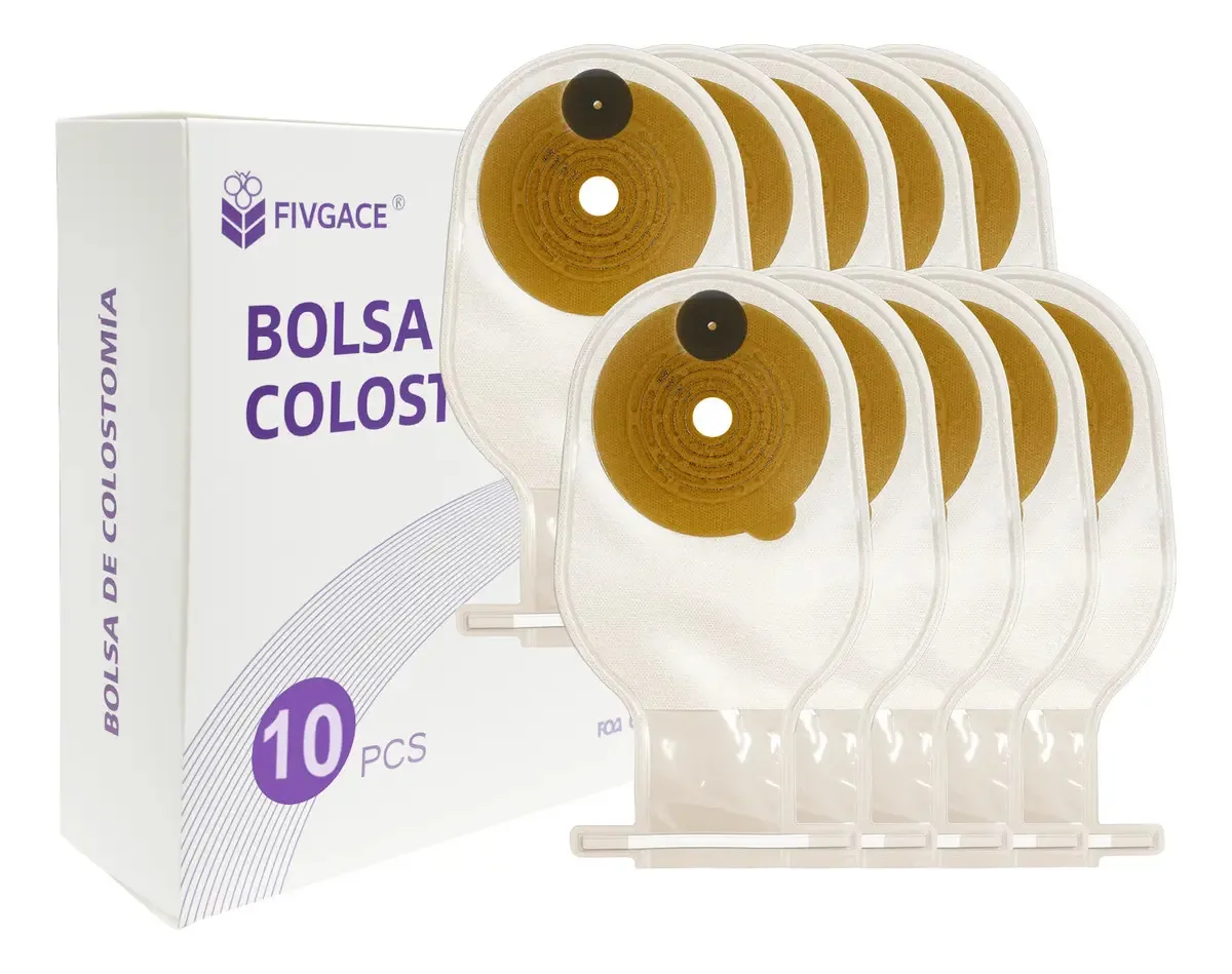 Bolsas de colostomia Hyperflex reutilizáveis Fivgace®, 10 unidades - Conforto e ajuste de 65 mm, com filtro de carbono e pinças, cortadas à medida