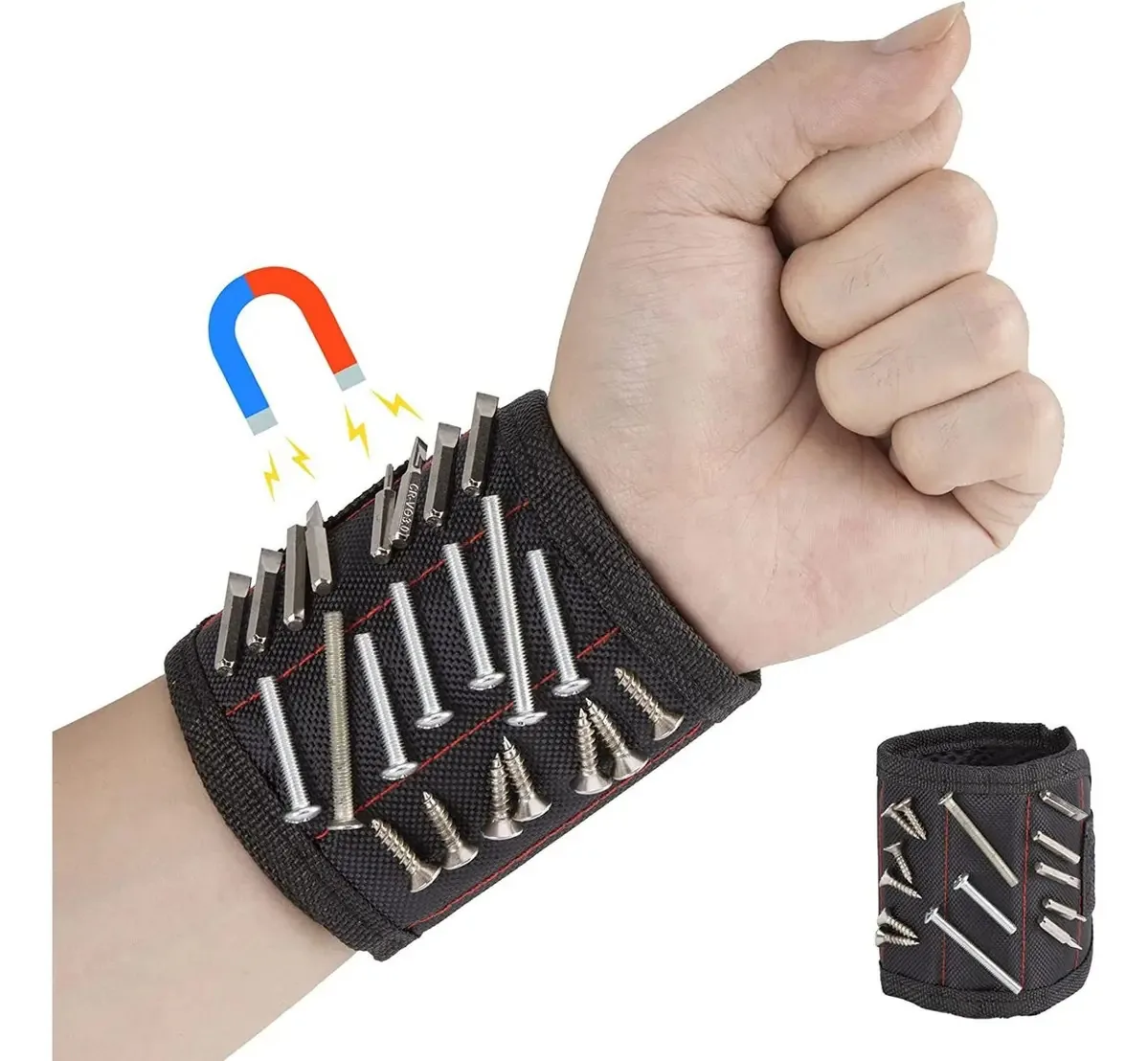 Cinto Para Ferramentas, Pulseira Magnética Ajustável Homens Munhequeira Magnética, Pulseira Magnética Com 15 Ímãs Fortes Para Segurar Pregos/parafusos/ferramentas/broca Magnetic Wristband