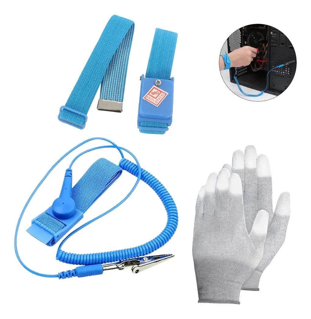 Luvas antiestáticas, pulseira antiestática, alça ajustável