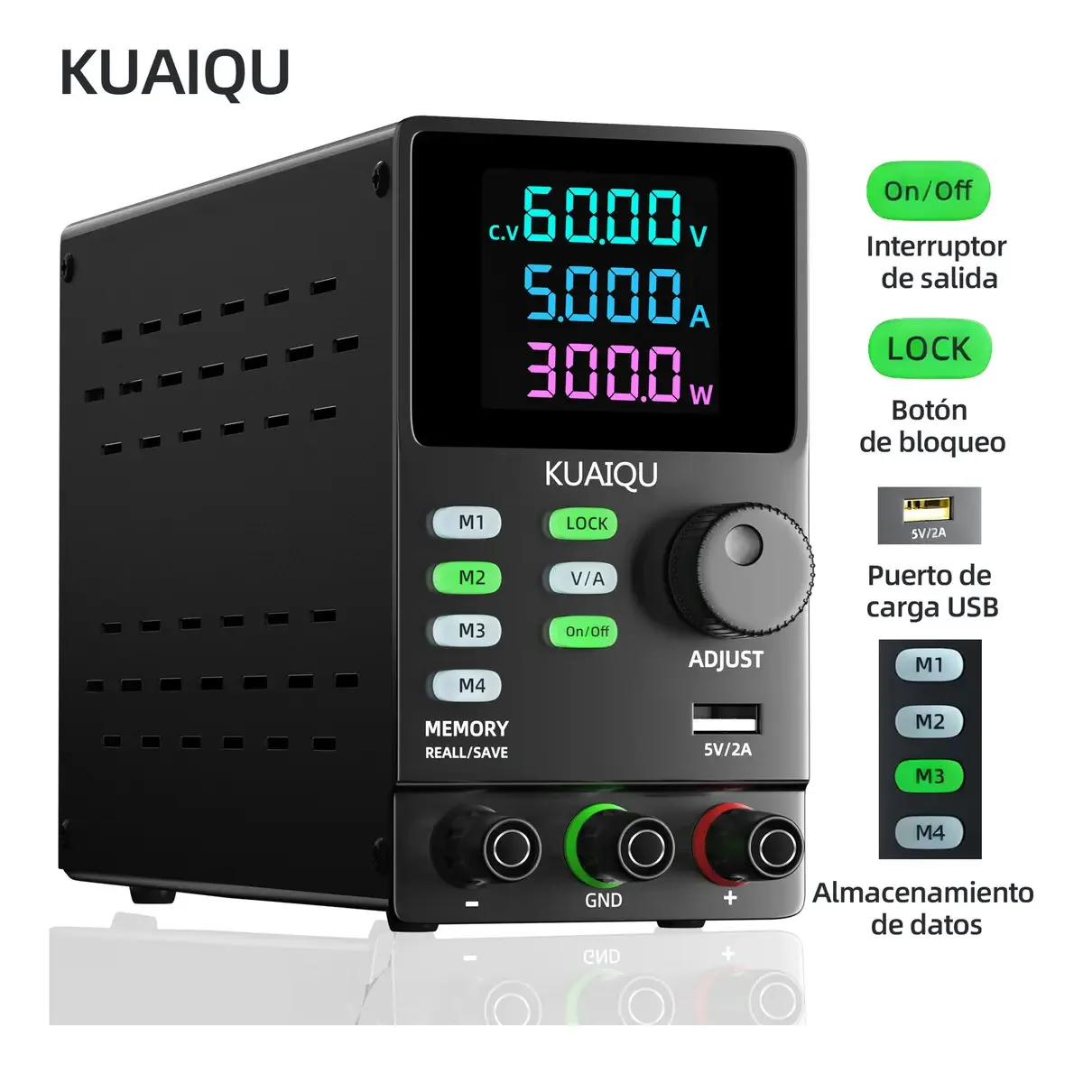 Fonte de alimentação ajustável 60v 5a 300w Usb 5v2a