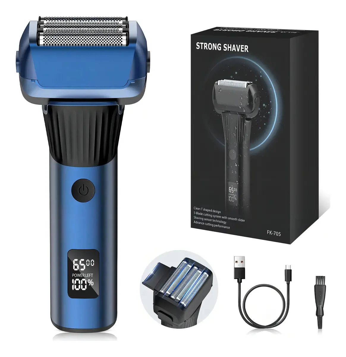 Barbeadores elétricos para rosto masculino, Maquin. Cor azul