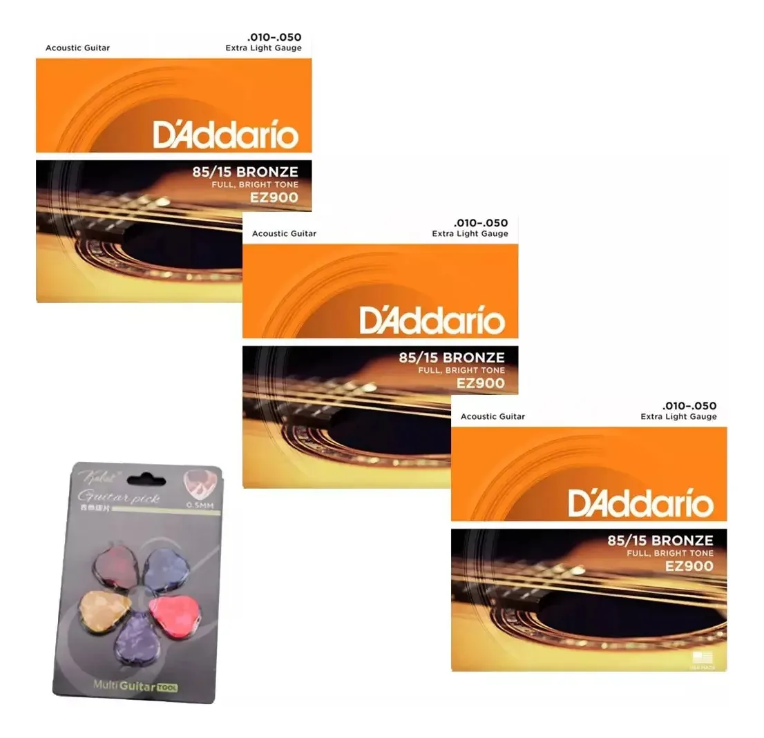 Cordas de guitarra eletroacústica Daddario Ez900 3 peças