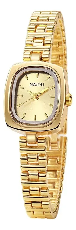 Relógios vintage para mulheres Relógios de pulso pequenos com fundo dourado
