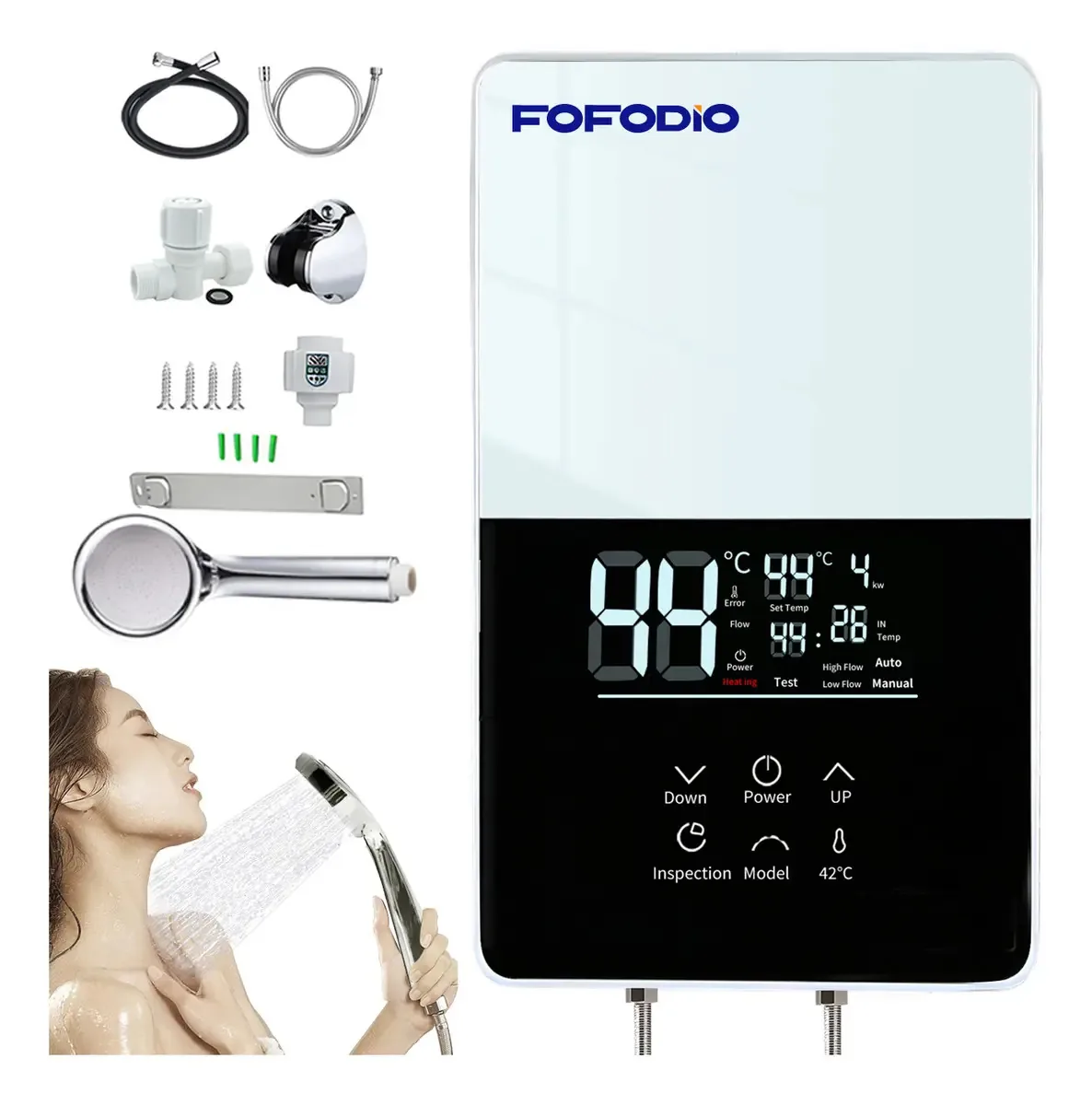 Aquecedor elétrico de água de 5000 w, caldeira instantânea, aquecedor de água fotográfico, caldeiras elétricas, caldeira instantânea, aquecedor elétrico de água de tela quadrada de 5000 w