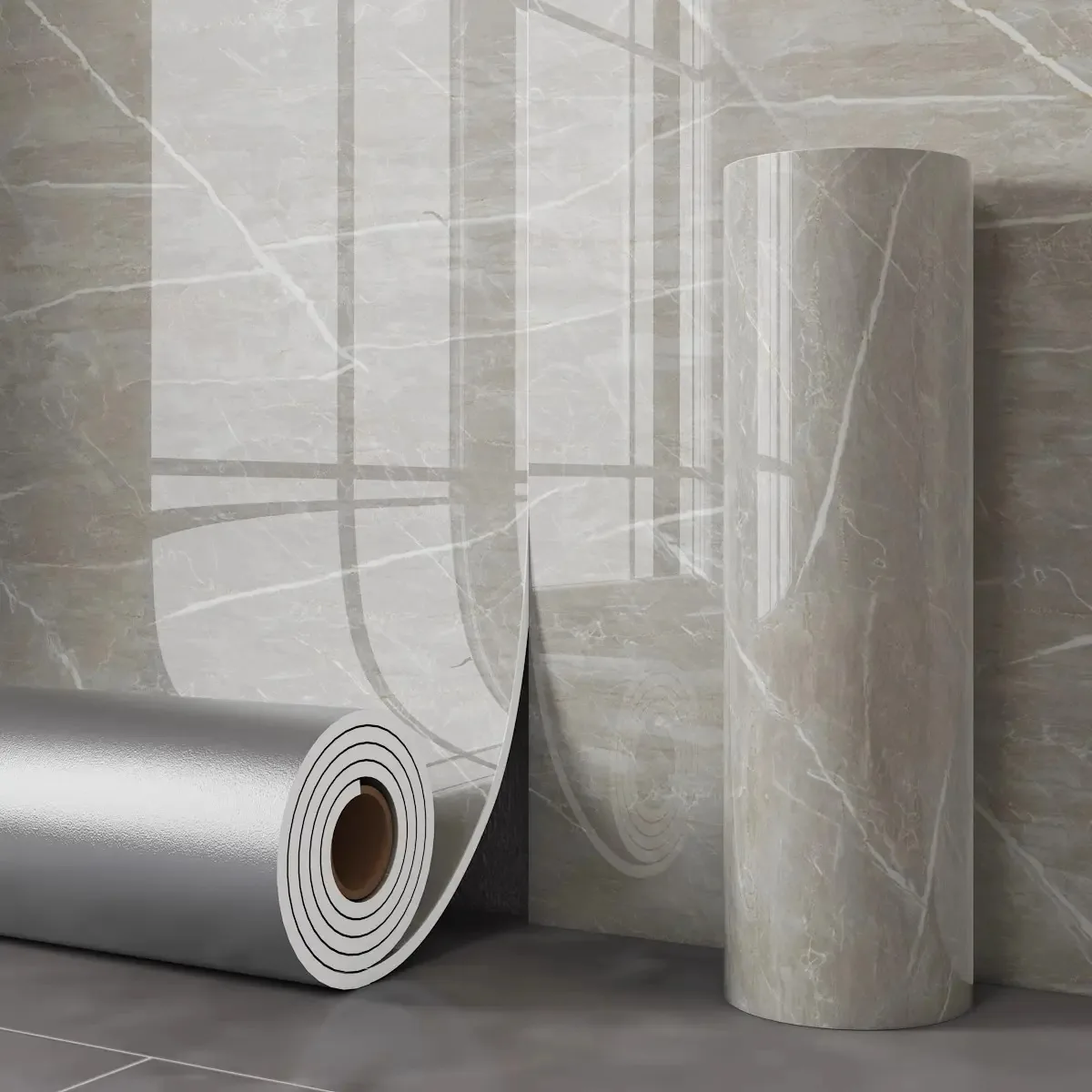 Painéis de adesivos decorativos de mármore para paredes de 60 x 500 cm, imitação de parede autoadesiva, decoração de parede, mármore, PVC, paredes elegantes