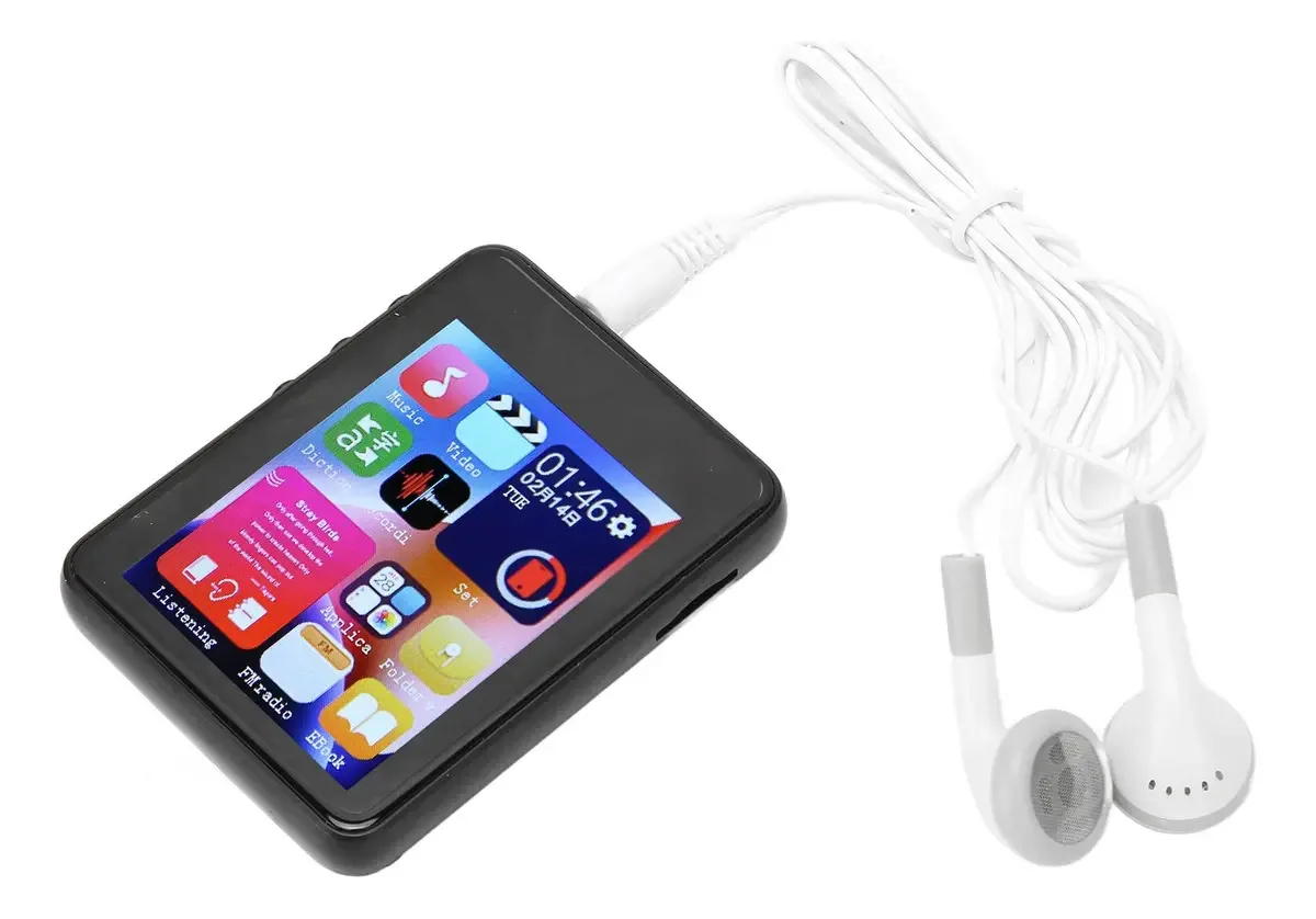 Busoth Reprodutor de MP3, Suporte para Gravação de Rádio FM 4 GB Tela Touch Completa de 2,4 Polegadas Reprodutor de MP3 Redução de Ruído HD Transmissão Estável para Uso Diário 4GB