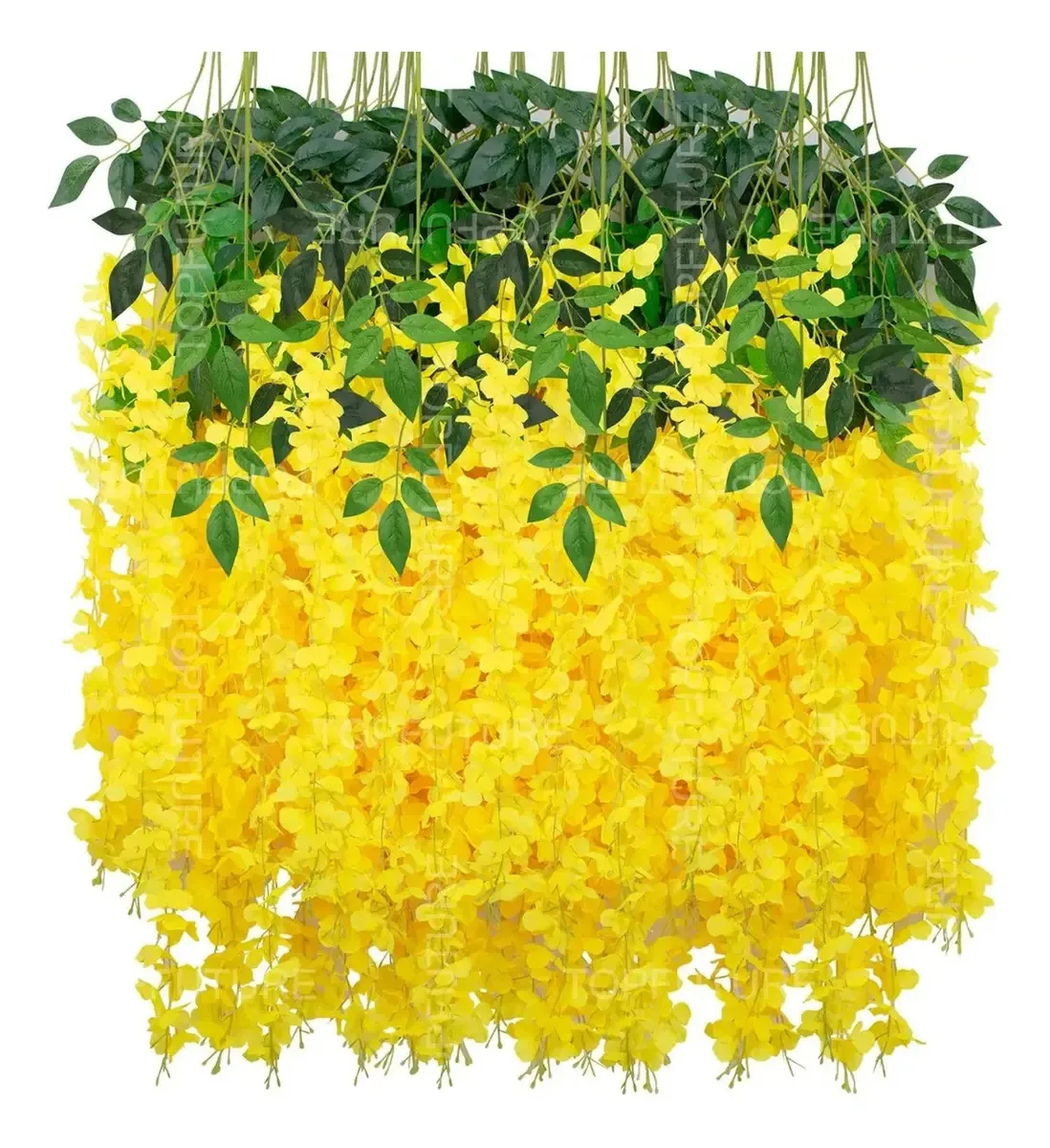 Glicínias Artificiais Flores Decoração Festa 12 Peças Cor Amarelo