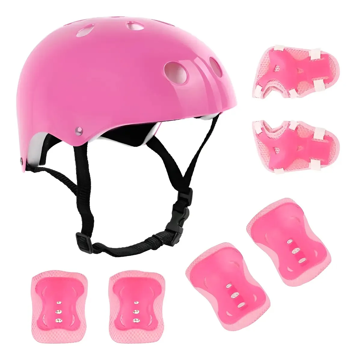 Kit de proteção infantil de skate com joelheiras, cor azul, preto