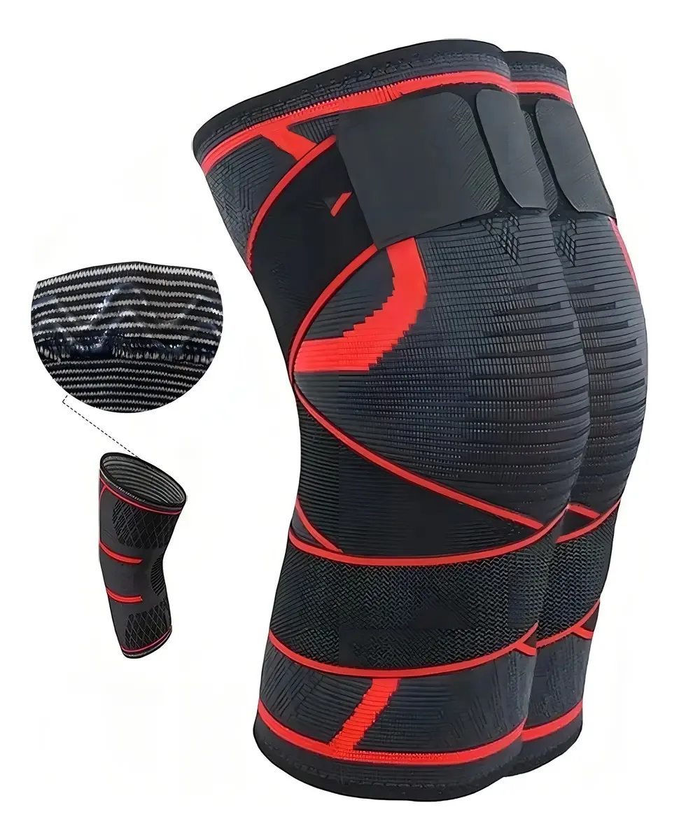 2pcs Joelheiras Elásticas Esportivas Compressão Para Academia Cor Vermelha Tamanho G