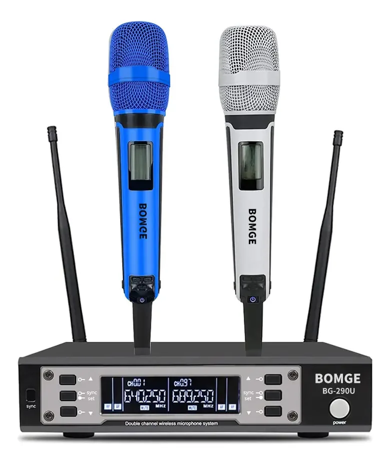 Microfones Bomge 135G4 Karaoke Omnidirecional cor preto/azul