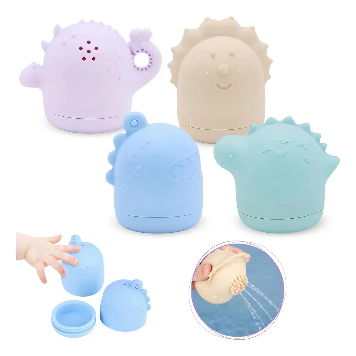 Iselyn - Brinquedos de banho sem mofo, pacotes de brinquedos 4 D