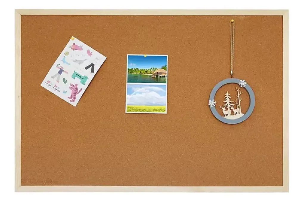 Quadro de Cortiça Natural, Quadro de Avisos de Cortiça, Moldura com Acabamento em Carvalho