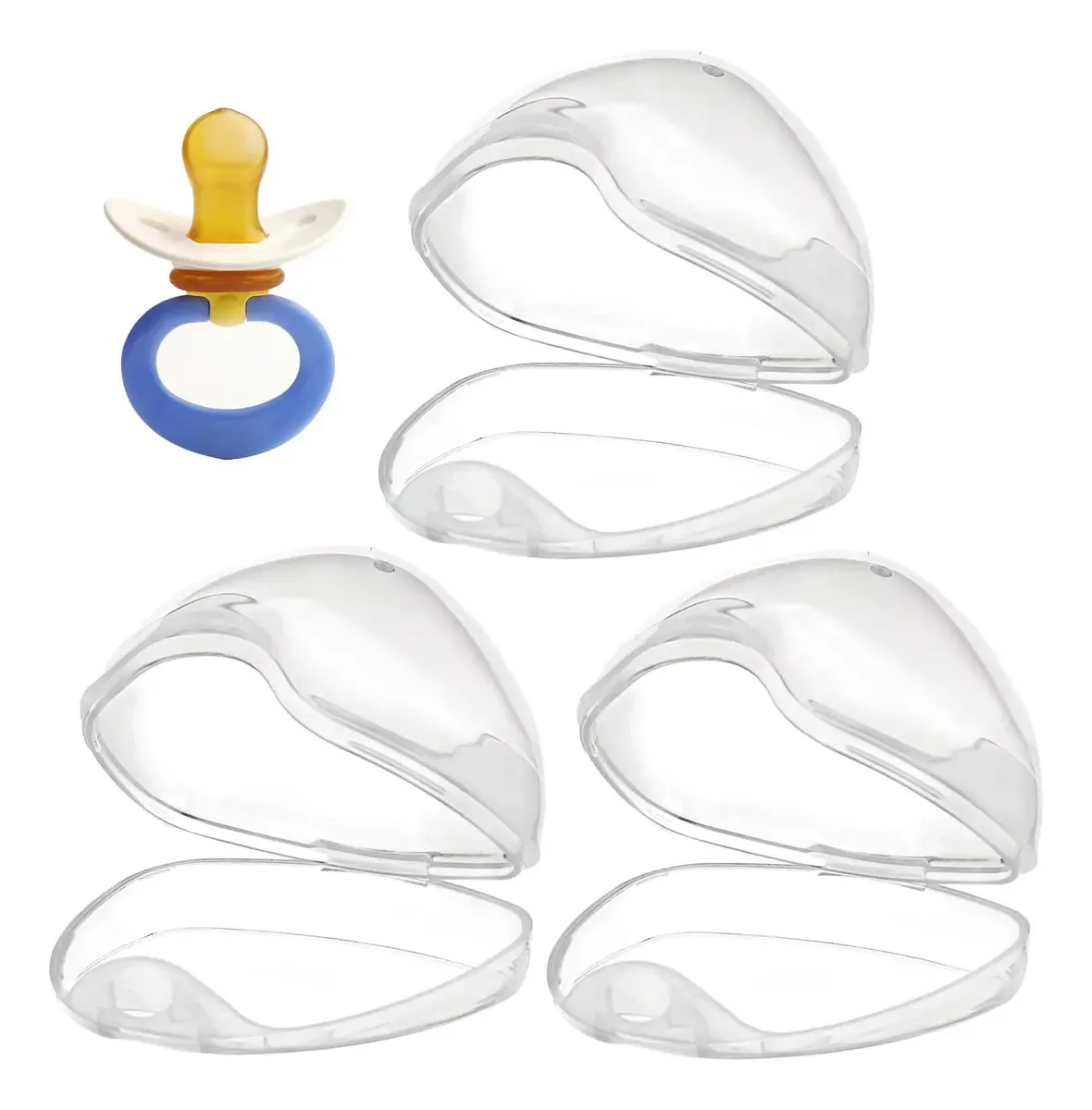 Pacote de 3 Estojos para Chupeta, Transparente Chupeta Mamilo Caixa de Armazenamento Contêiner, Contêiner para Chupeta para Viagem, Caixa de Chupeta Portátil
