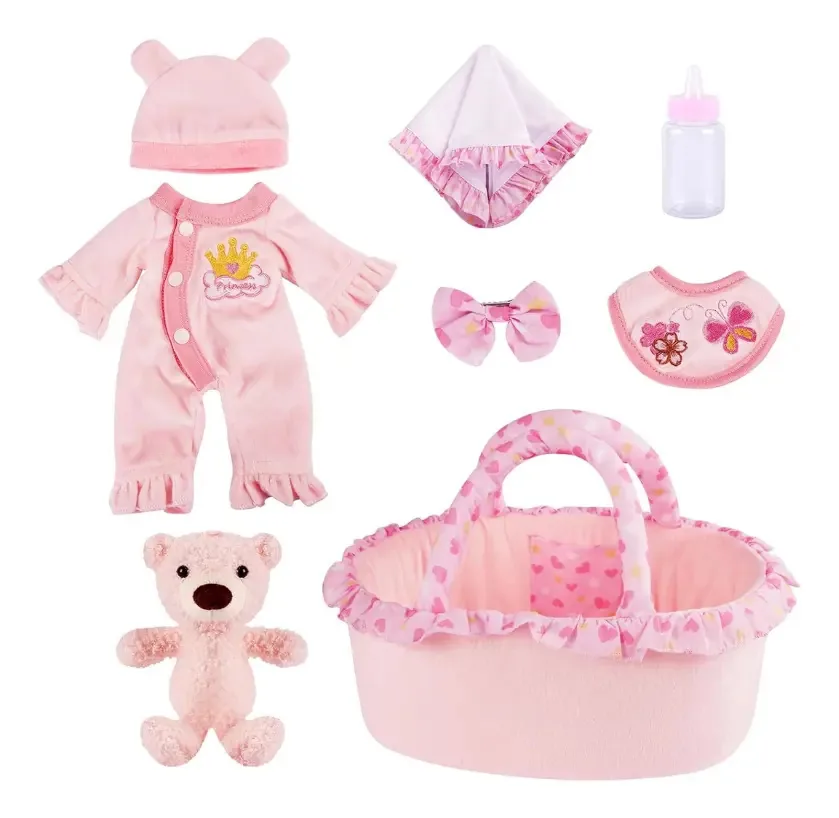 Roupas de bebê Reborn de 30 cm com berço e acessórios