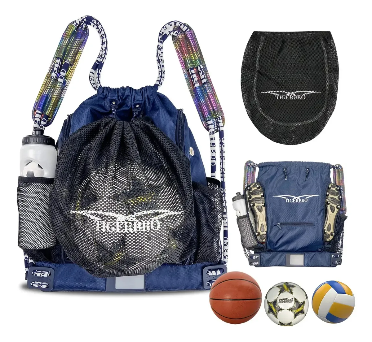 Bolsa de Basquete Juvenil Tigerbro Para Meninos e Meninas, Mochila Para Futebol, Basquete, Voleibol e Handebol Com Compartimento Separado Para Chuteiras e Suporte Para Bolas (adultos, Vermelho...