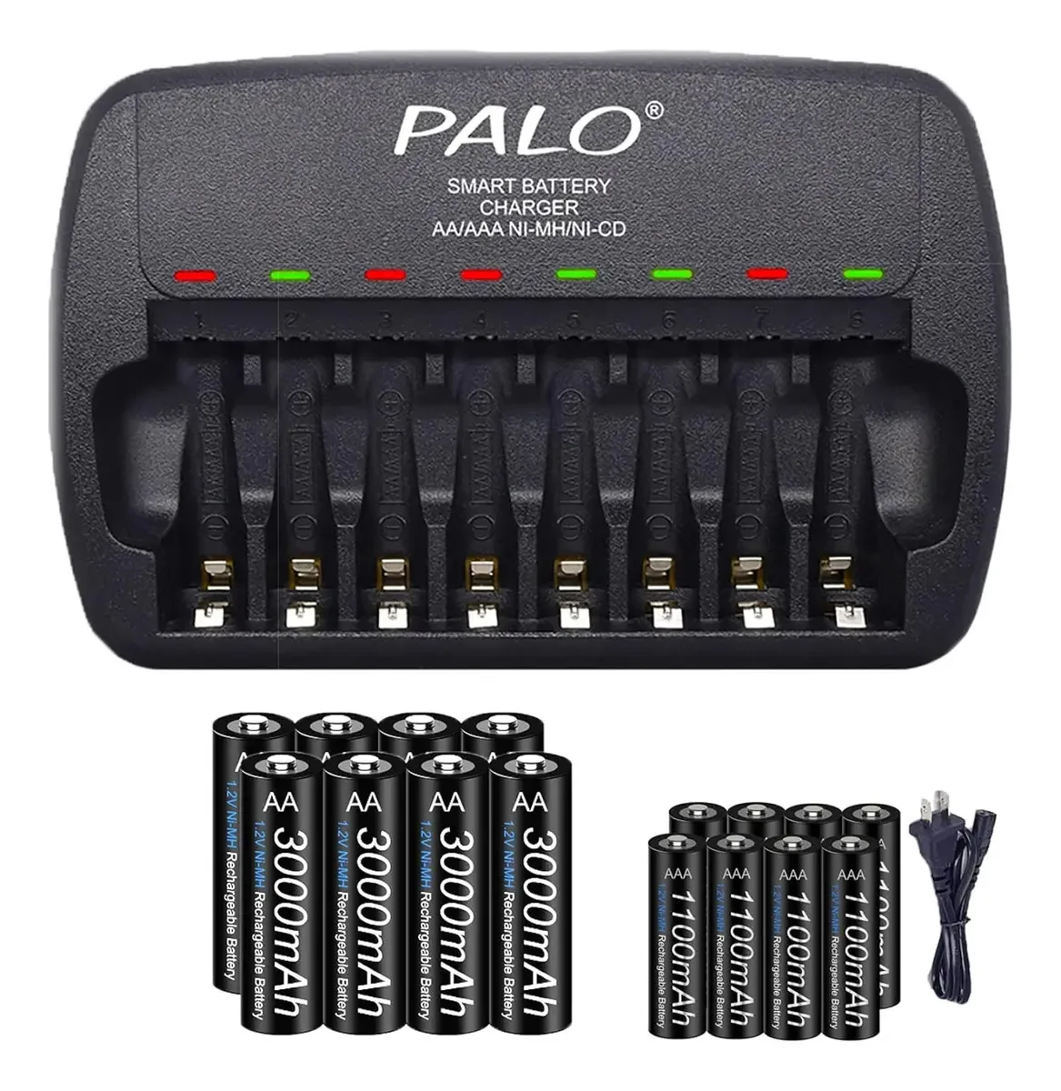 Palowextra Carregador de Pilhas AA e AAA