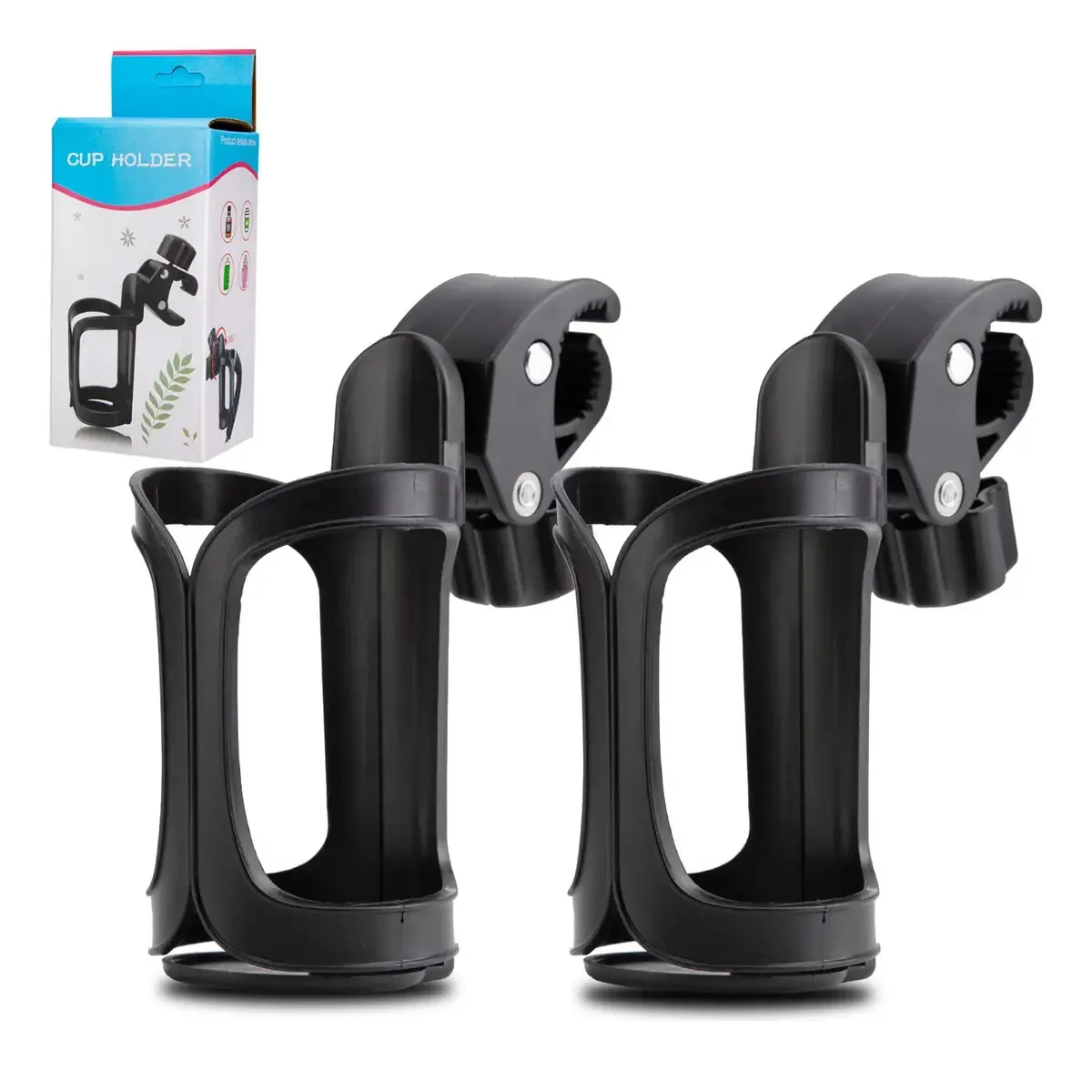 Pacote Maychee com 2 suportes para garrafas de água para bicicletas, porta-garrafas para bicicletas e carrinhos, porta-garrafas e bebidas universal