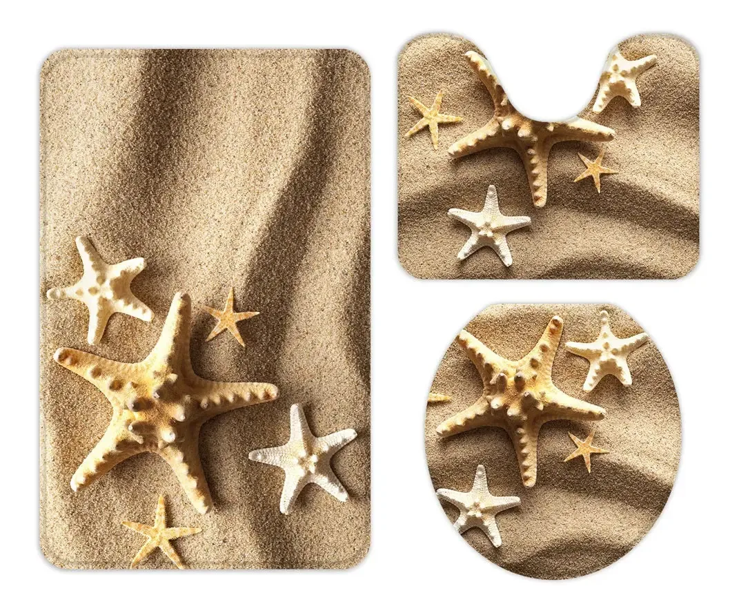 Tapetes de banho de 3 peças, tapetes de banho Bench Pattern Model1