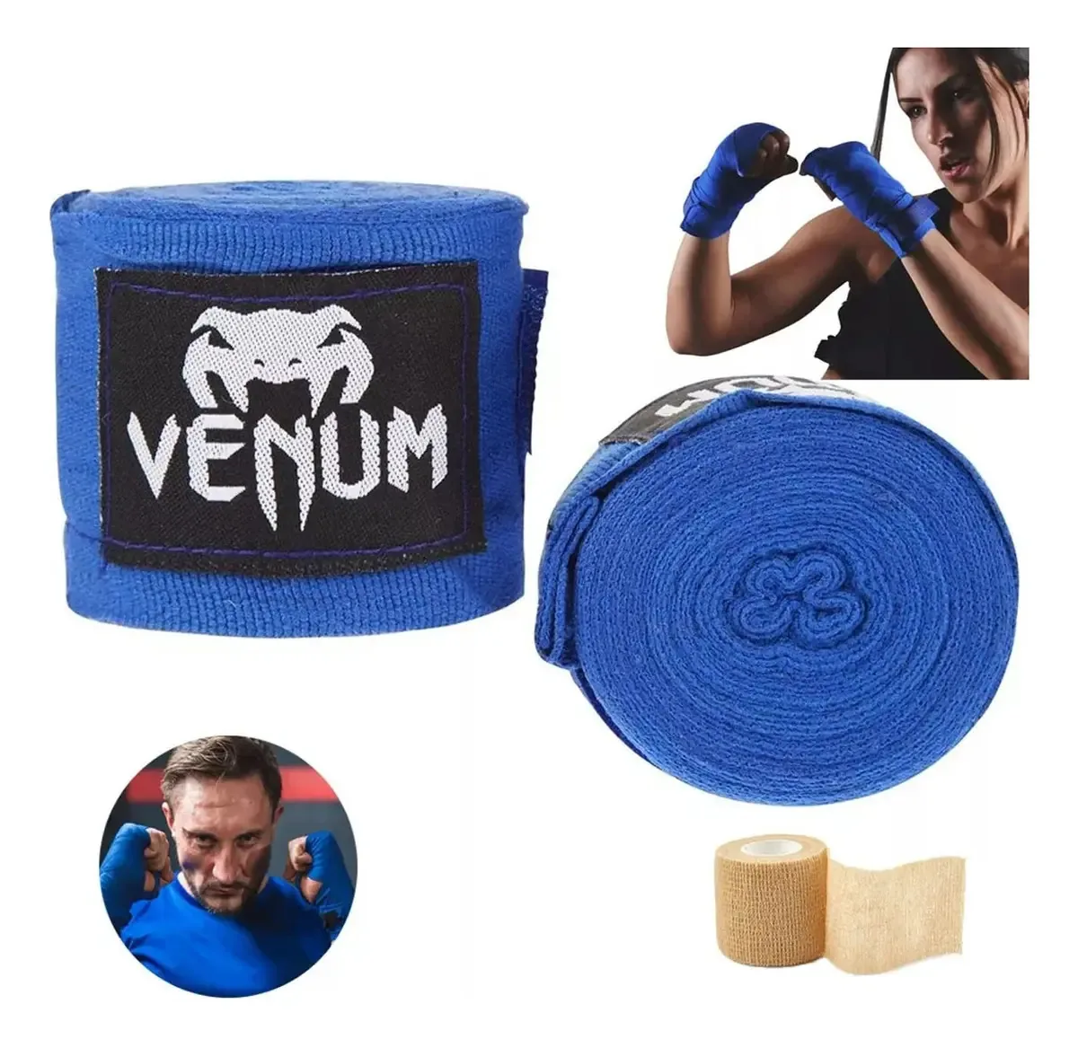 Bandagens de boxe semielásticas para treinamento de boxe 5M, cor azul