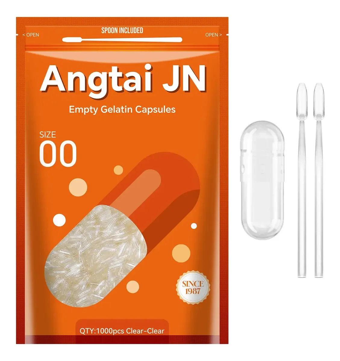 Cápsulas de gelatina vazias Angtai Jn tamanho 00 1000 unidades