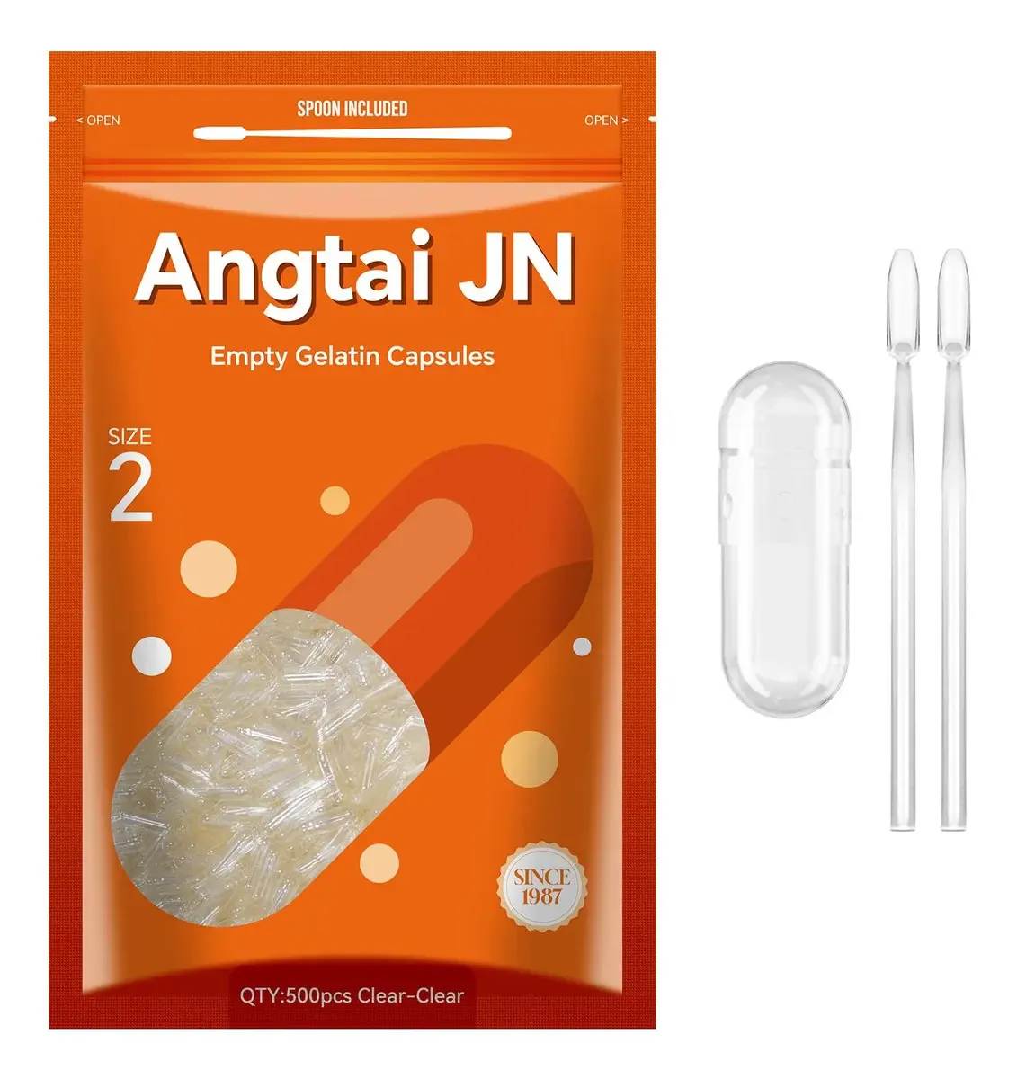 Angtai Jn Angtai em cápsulas vazias tamanho 2 laranja