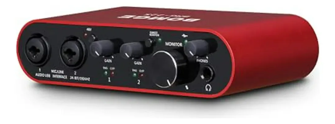 Interface De Áudio Usb Compatível Com Xlr Bomge 22s 48v Vermelho