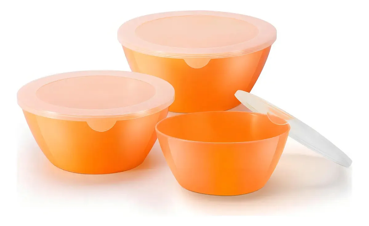 Conjunto Cherhome de 3 tigelas de mistura com tampas, tigelas