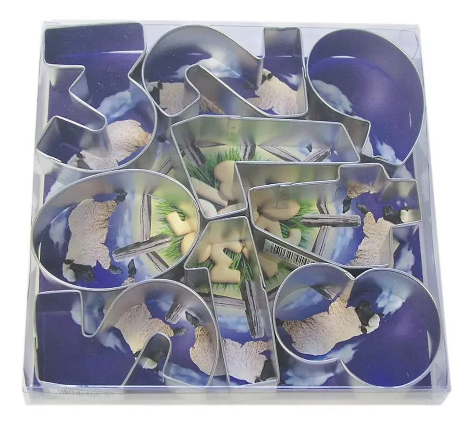 Conjunto de cortadores de biscoitos, números 7,6 cm, 9 peças