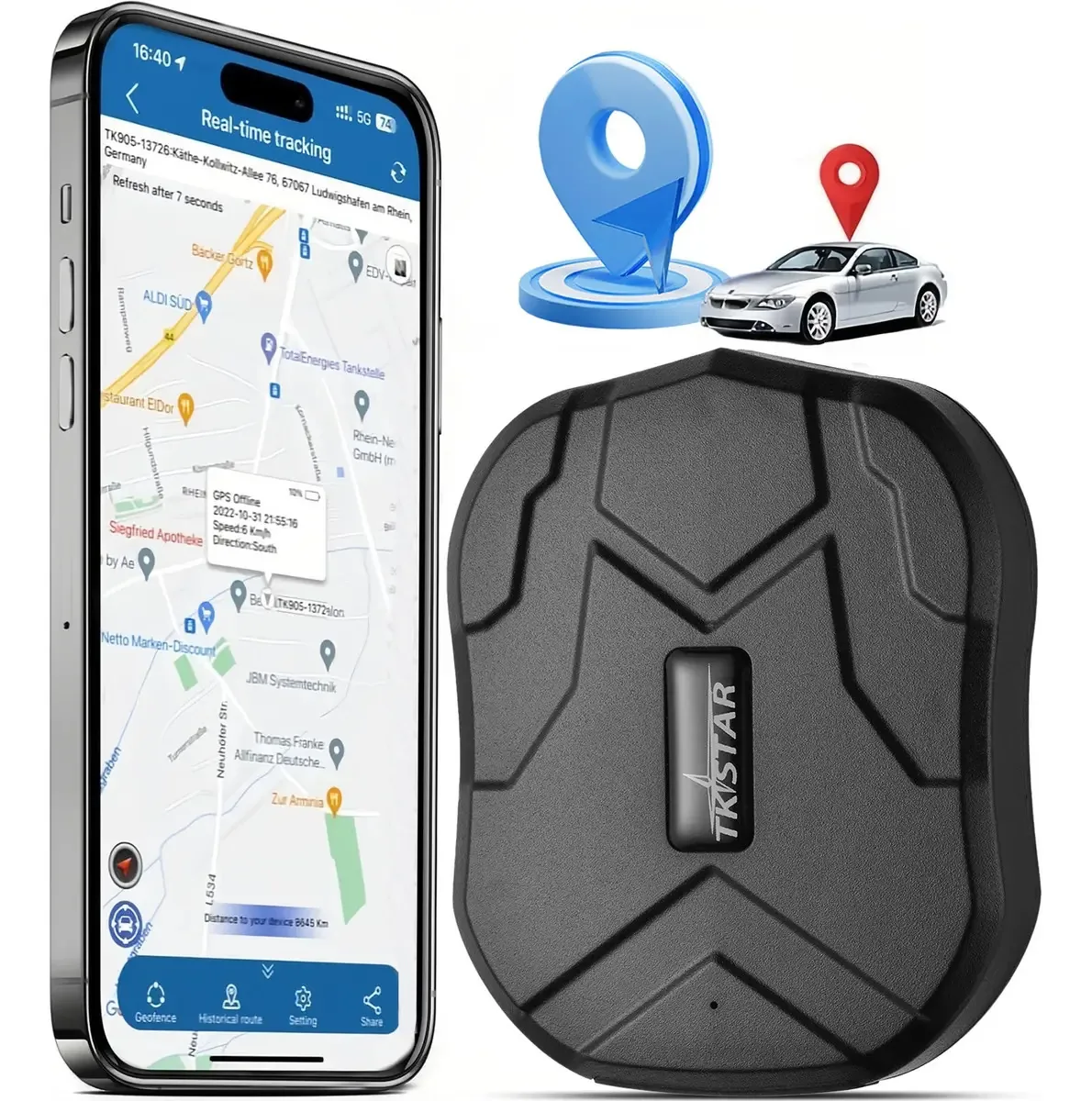 RASTREADOR GPS VEHICLE_GPS Winnes Rastreador GPS TKSTAR-TK905B preto