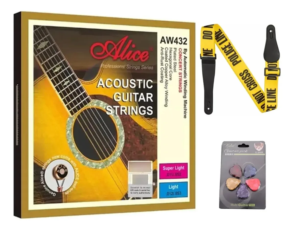Cordas de guitarra eletroacústica ou acústica Alice