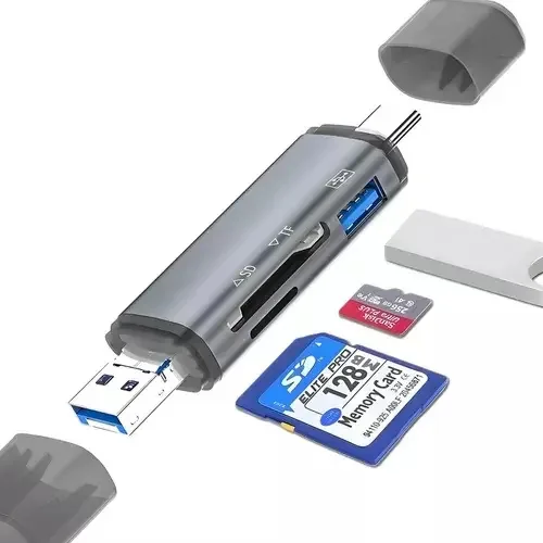 Leitor de cartão de memória USB C 6 em 1 Adaptador USB OTG
