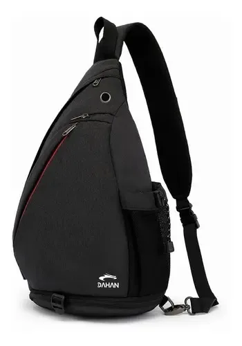 Mochila de peito impermeável multifuncional preta
