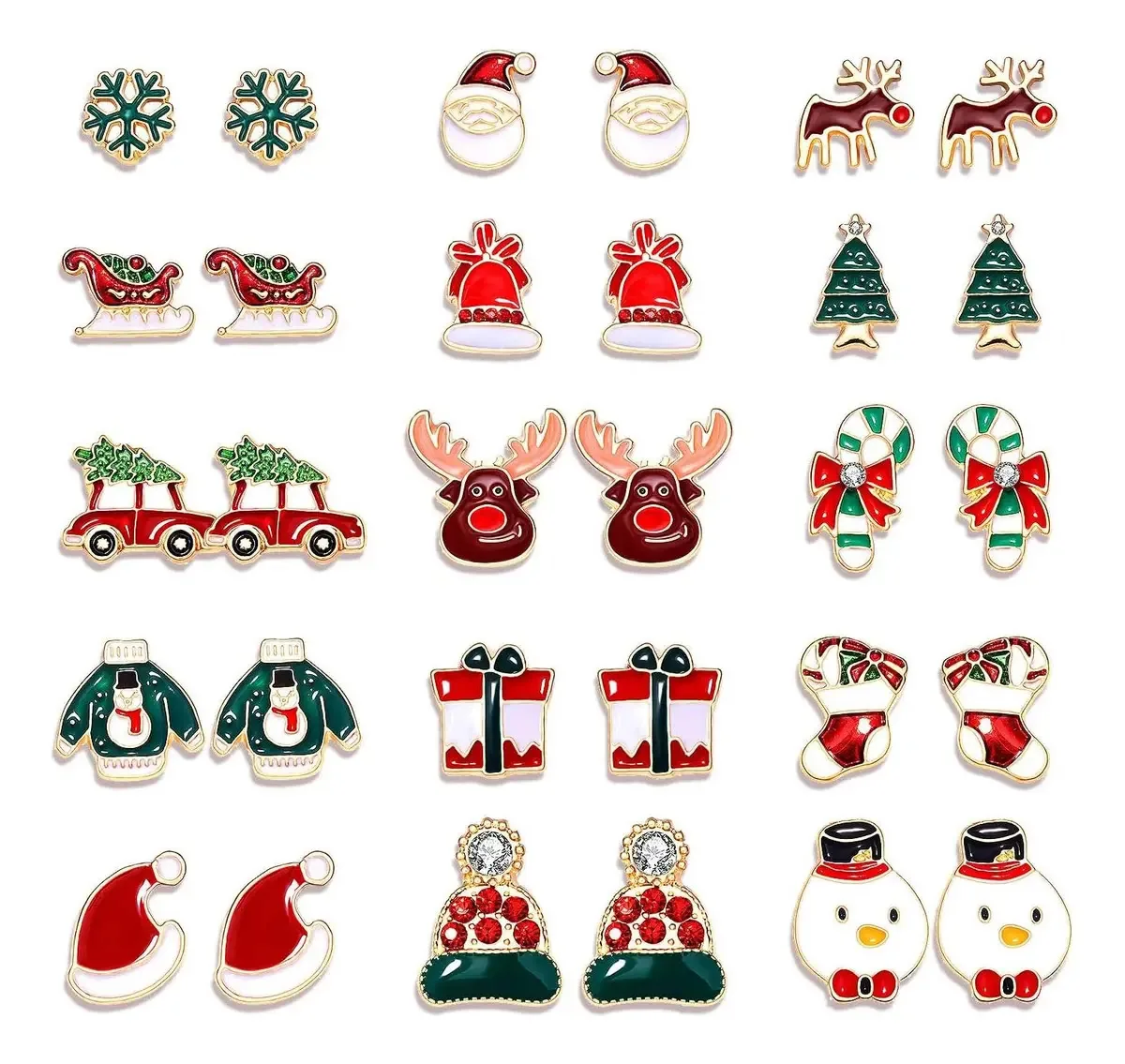 Cealxheny 15 pares de brincos de Natal para mulheres, brincos