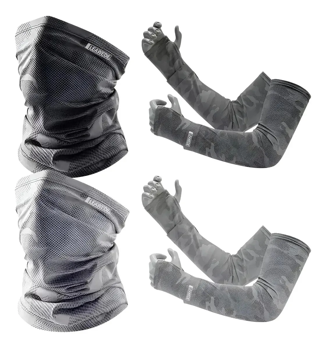 2 pares de bandanas e mangas de proteção solar UV Leawede, mangas esportivas