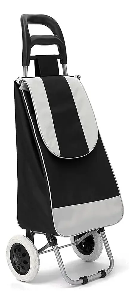 Carrinho de feira HGQ Carrito de compras plegable preto com design liso