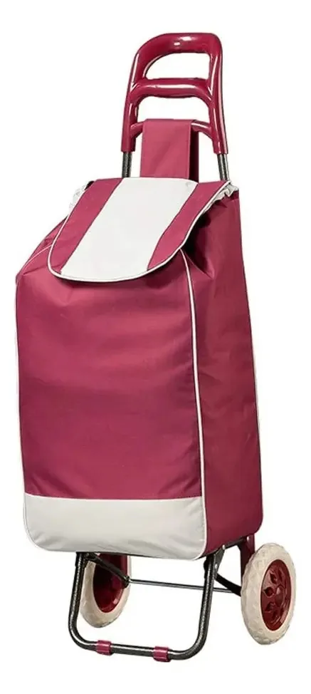 Carrinho de feira HGQ Carrito de compras plegable dark red com design liso