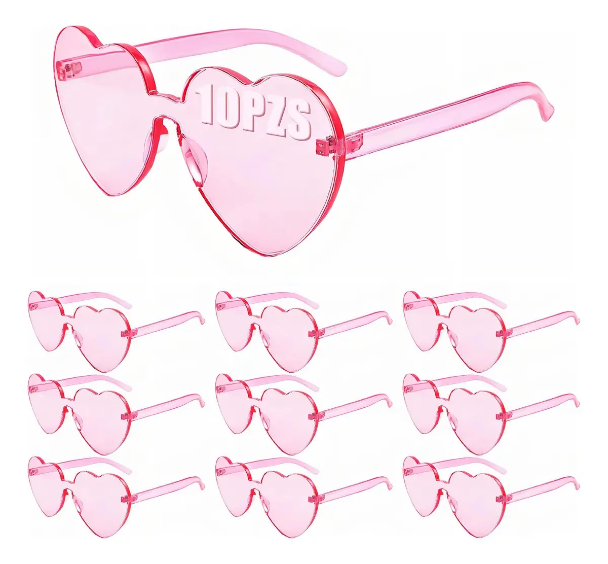 10pz Óculos de Sol de Coração Acessórios Moda Feminina Lentes