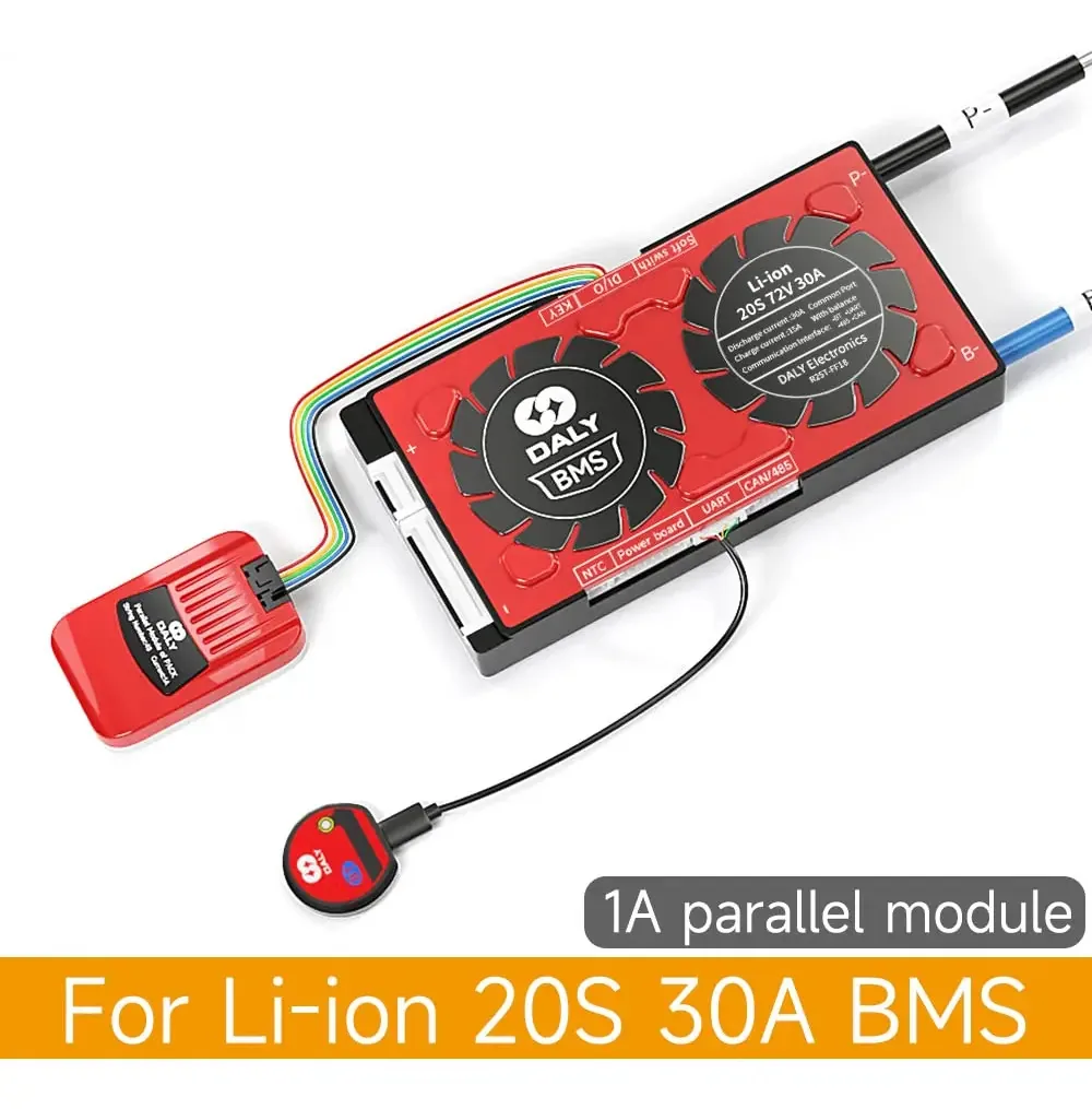 Daly Smart Bms 20s 72v 30a com 1º módulo paralelo e função de comunicação Smart Can Bluetooth Bms para baterias de lítio de 3,7 v 18650 para armazenamento doméstico de energia