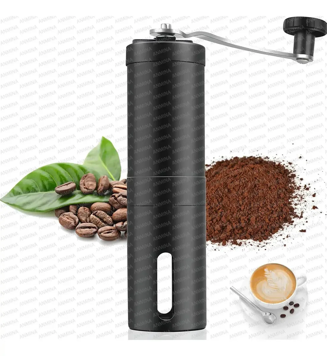 Moedor manual de grãos para caféANMINA Stainless Steel Preto