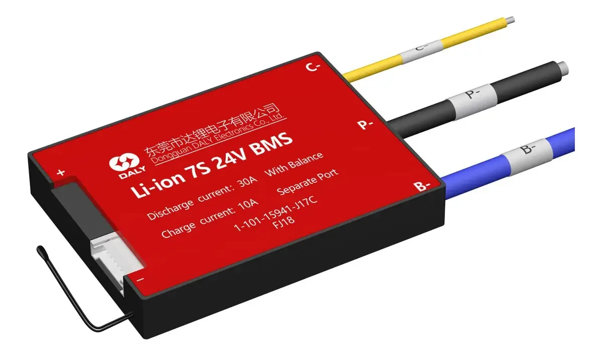 Daly BMS Li-ion 7s 24v 30A com Sensor de Temperatura e Porta Separada para Proteção de Carga e Descarga de Bateria de Lítio