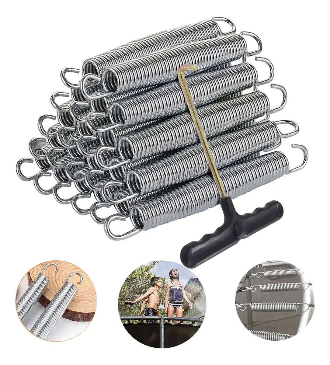 20 peças de molas Mhuitw para trampolim Brincolin de 14 cm com gancho em T